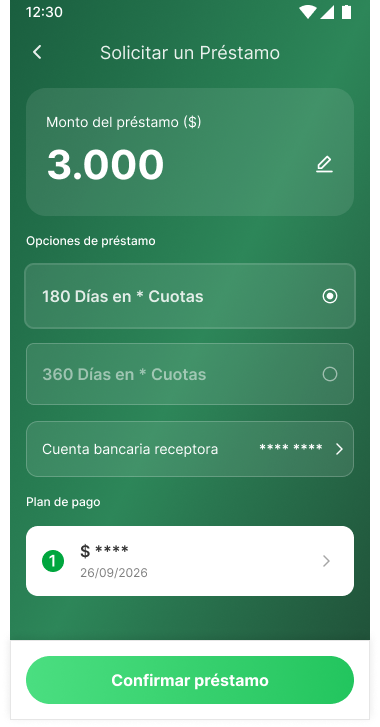 Pantalla de solicitud